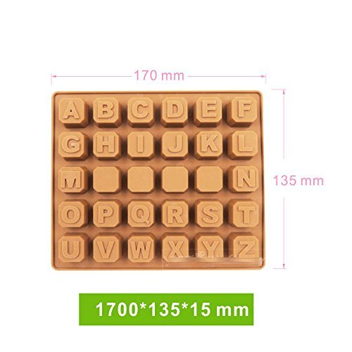 Anyana Square English Letters Shaped Cake Decoration Tools ,Flexible Silicone Chocolate Mold Jelly Ice Molds Silikon...