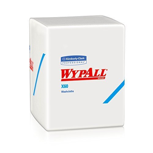 Wypall X60 Hygienic Wipes (41083), Disposable Soft Washcloths & Drying Towels, White, 70 sheet per case, Case...