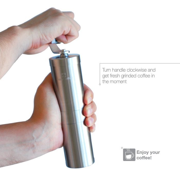 Manual Coffee Grinder-Deluxe Stainless Steel-Ceramic Burr Coffee Mill With Adjustable Grind Size By EazyCoffee