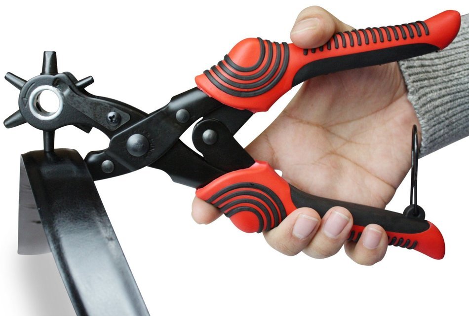 Nouventi Leather hole punch - Heavy duty puncher tool with 6 sizes on revolving head - Requires less strength... N3