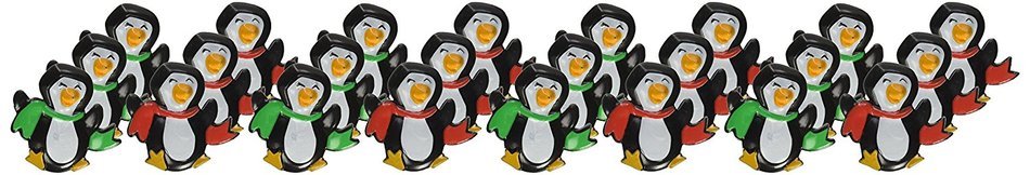 Oasis Supply - 24 Christmas Cupcake Cake Toppers plus Bonus 50 Free Fun Stickers (Penguin w/ Scarf Ring)