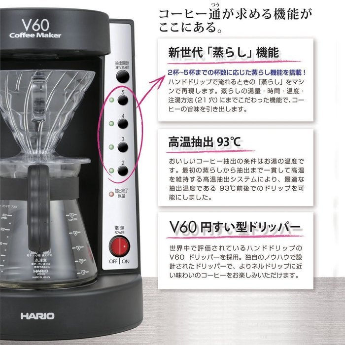 HARIO V60 coffee king coffee maker 2-5 cups of black EVCM-5B N2