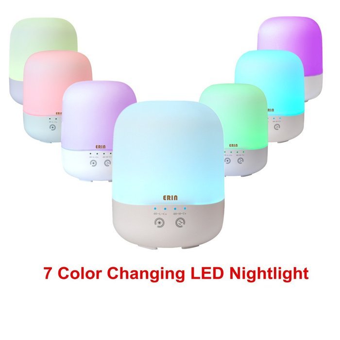 Erin 400ml Aromatherapy Essential Oil Diffuser Ultrasonic Diffuser Cool Mist Humidifier ,7 Color Changing LED... N7