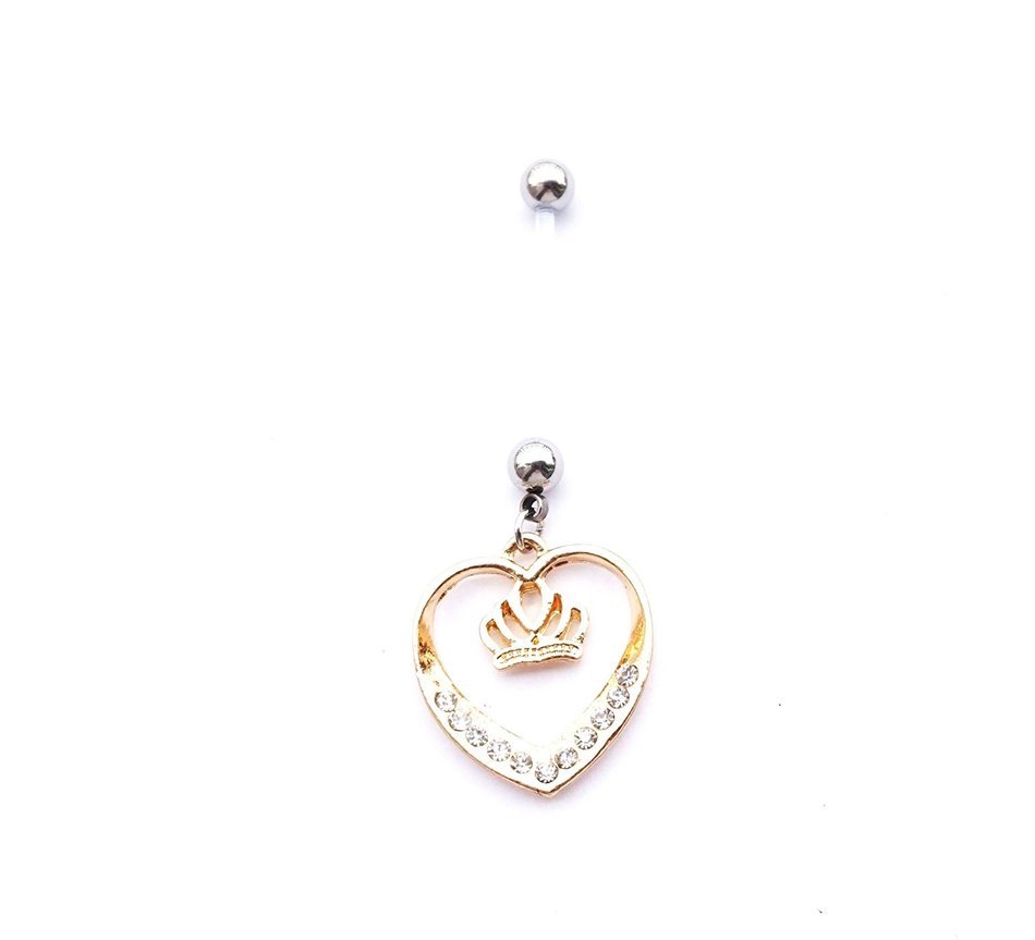 Dedegui Plastic Bar for Pregnant Women Gold Dangle Crown 14g Belly Button Navel Ring Body Piercing Jewelry