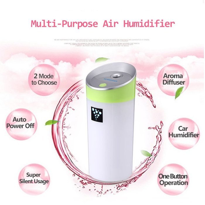 Anself DC 5V 300ML Portable USB Anion Air Humidifier Mini Essential Oil Aroma Diffuser Mist Maker 2 Mist Modes... N17