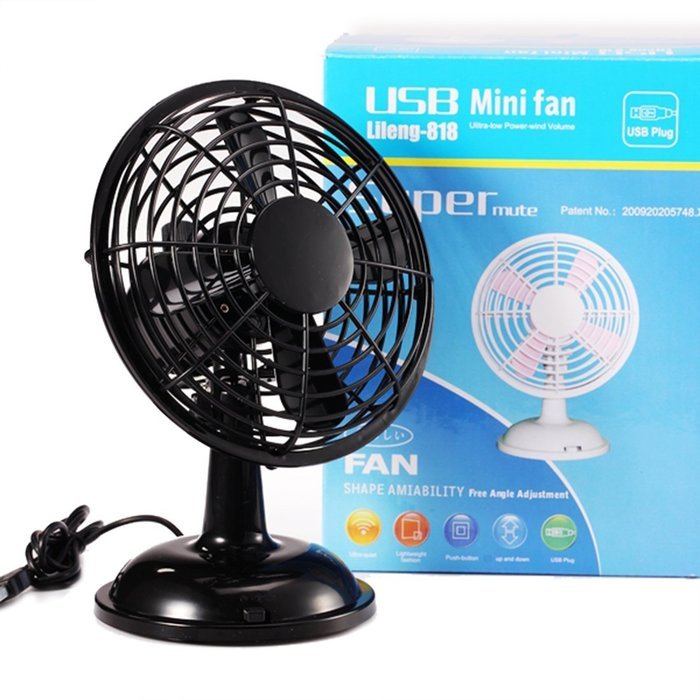 Lileng 818 Desktop Fan USB Power Supply 2 Speeds Mini Portable Oscillating Fan N4