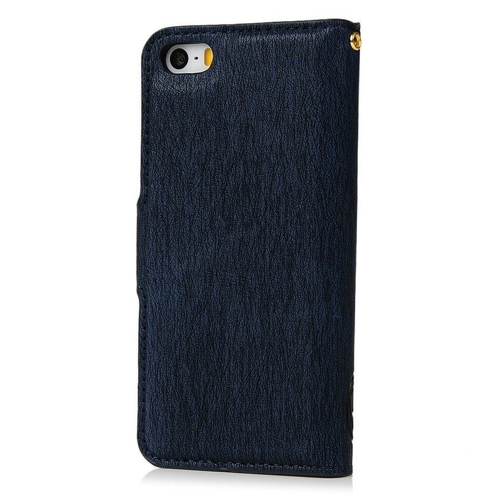 iPhone SE Case,iPhone 5S Case,iPhone 5 Case - Flip Wallet Case Stand Vintage Embossed Flowers PU Leather Texture... N30