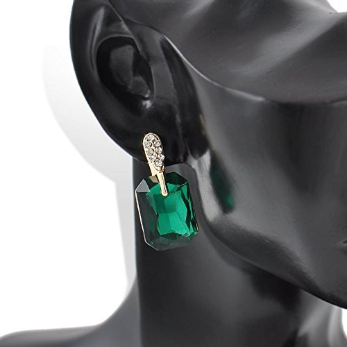 Vintage Elegant Womens Green Square Crystal Ear Stud Earrings Jewelry Gift N4