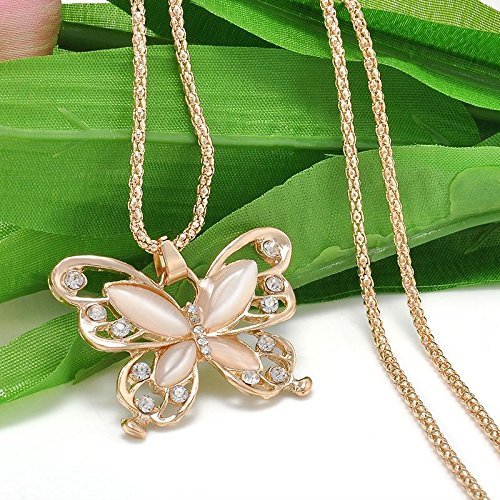 Fashion Cute Butterfly Pendant Necklace Stainless steel Women's Chain Jewelry N5