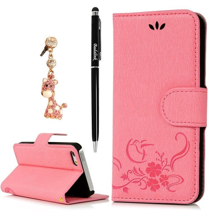 iPhone SE Case,iPhone 5S Case,iPhone 5 Case - Flip Wallet Case Stand Vintage Embossed Flowers PU Leather Texture... N34