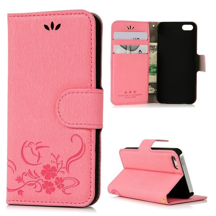 iPhone SE Case,iPhone 5S Case,iPhone 5 Case - Flip Wallet Case Stand Vintage Embossed Flowers PU Leather Texture... N35