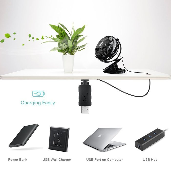 Homasy Battery Operated Clip on Fan, Mini Desk Fan Portable Fan for Baby Stroller Table Home Office, Powered by... N6