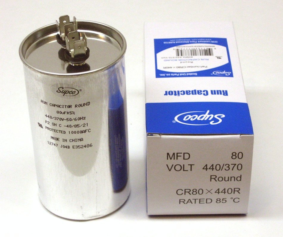 SUPCO CR80X440R HVAC Round Fan Motor Run Capacitor 80 MFD/UF 440 Volts