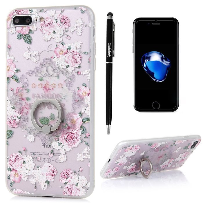 Badalink iPhone 7 Plus Case (5.5") 360 Degree Rotating Ring Holder Kickstand Shockproof Soft TPU Bumper Frame...
