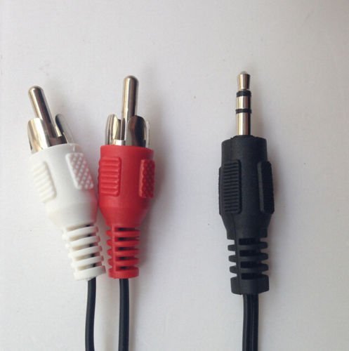 3.5mm Male Stereo Mini plug Jack TO 2 RCA Stereo Phono Audio Speaker CABLE W8 N3