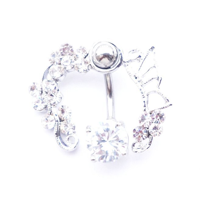 Dedegui White butterfly 14g Belly Button Navel Ring Body Piercing Jewelry