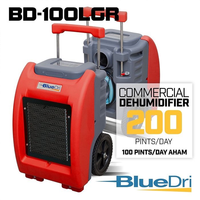 BlueDri BD-100LGR Green Commericial Dehumidifier for Water Damage Restoration Flood Moisture Mold Removal Water... N2