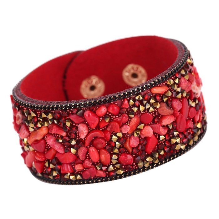 AutumnFall&reg; Womens Simulated Gemstones Beaded Leather Wrap Around Bracelet (Black) N11