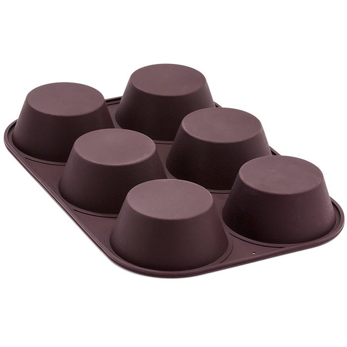 Marathon Housewares KW200010RD Premium Silicone 6 Cup Standard Size Muffin Pan, Red