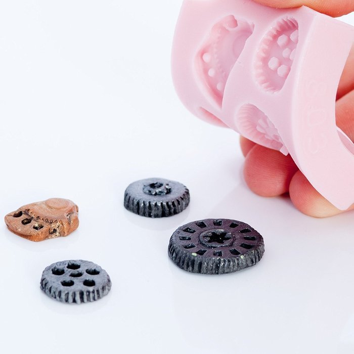 Small Steampunk Gear Mold Easy To Use Flexible Silicone Food Safe Fondant, Chocolate, Candy, Resin, Polymer Clay...