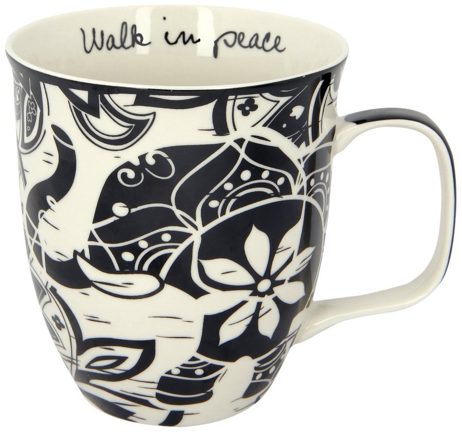 Karma, by Stephen Joseph Boho Black and White Elephant Mug, Multicolor