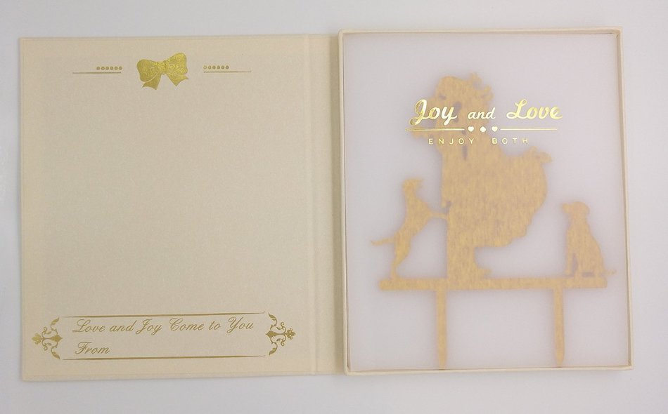 LOVENJOY with Gift Box Love Her Love Her Dog Silhouette Acrylic Wedding Engagement Cake Decoration Topper Black... N3