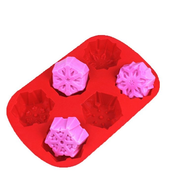 Yunko 6 Cavity Snowflake Merry Christmas Silicone Baking Cake Pan Cookie Pudding Jelly Dessert Mold Soap Candle...