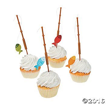 Fisherman Fishing Pole Cupcake Picks - 25 pcs