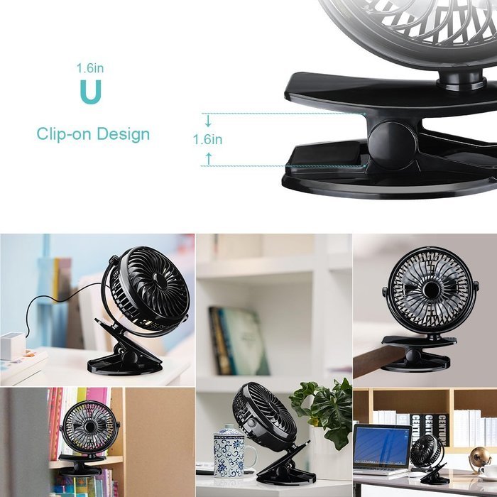 Homasy Battery Operated Clip on Fan, Mini Desk Fan Portable Fan for Baby Stroller Table Home Office, Powered by... N8