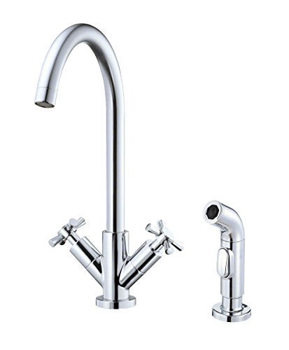 Danze D402059 Parma Two Handle Kitchen Faucet with Cross Handles and Side Spray, Chrome by Danze