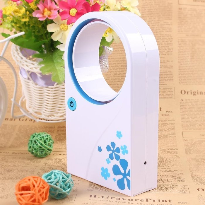 Fashion Beautiful USB Mini No Leaf Fan Bladeless Refrigeration Desktop Portable Air Conditioner 2 Colors (Green) N3