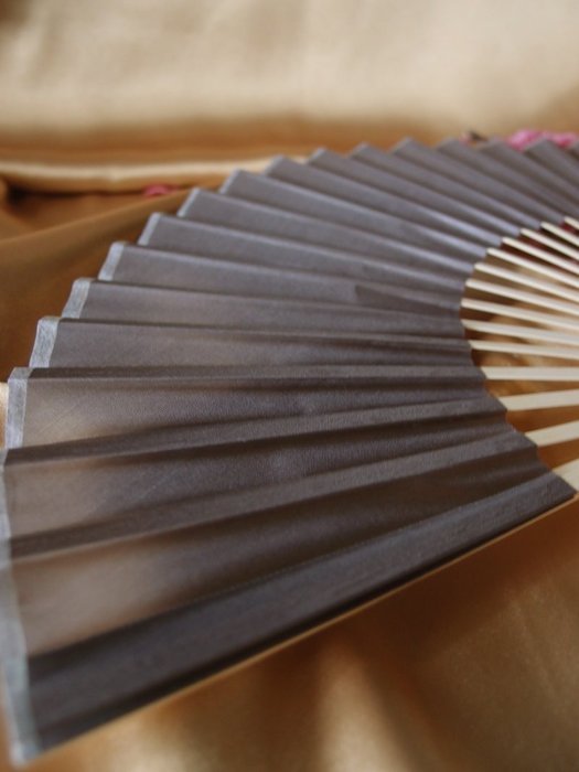 9" Gray / Grey Chinese Folding Silk Hand Fan for Weddings