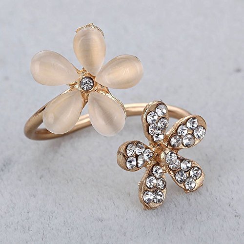Women Fashion Jewelry Ring Filled Daisy Crystal Rhinestone Gold Rings Gift