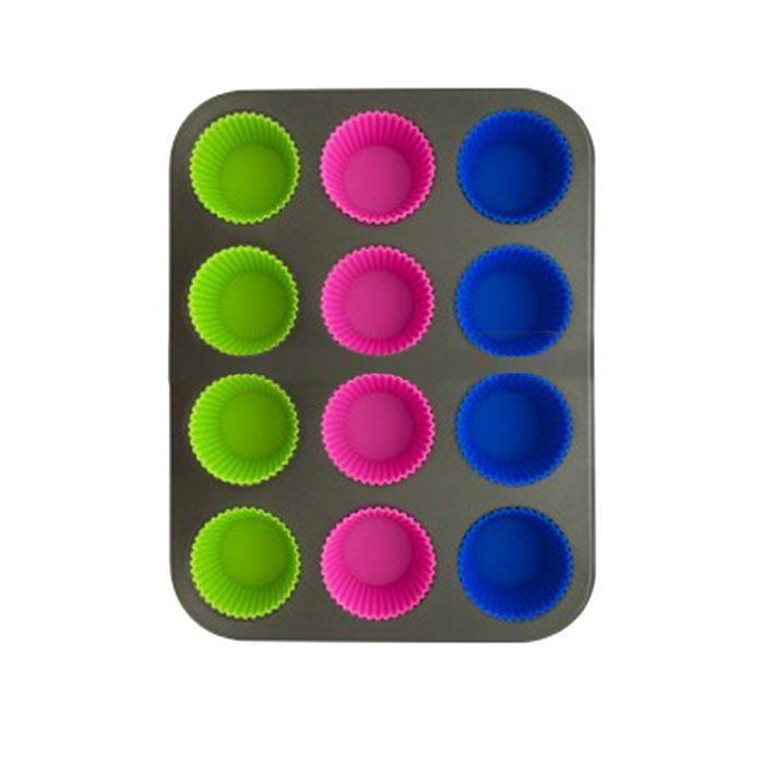 Non-stick Muffin Tin & Cupcake Pan with 12 Removable Silicone Cups - Easiest Clean-up! - Metal Pan Is Stable for...