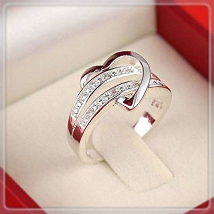 Fashion Women Lady Crystal CZ White Gold Plated GP Engagement Wedding Band Ring (6)