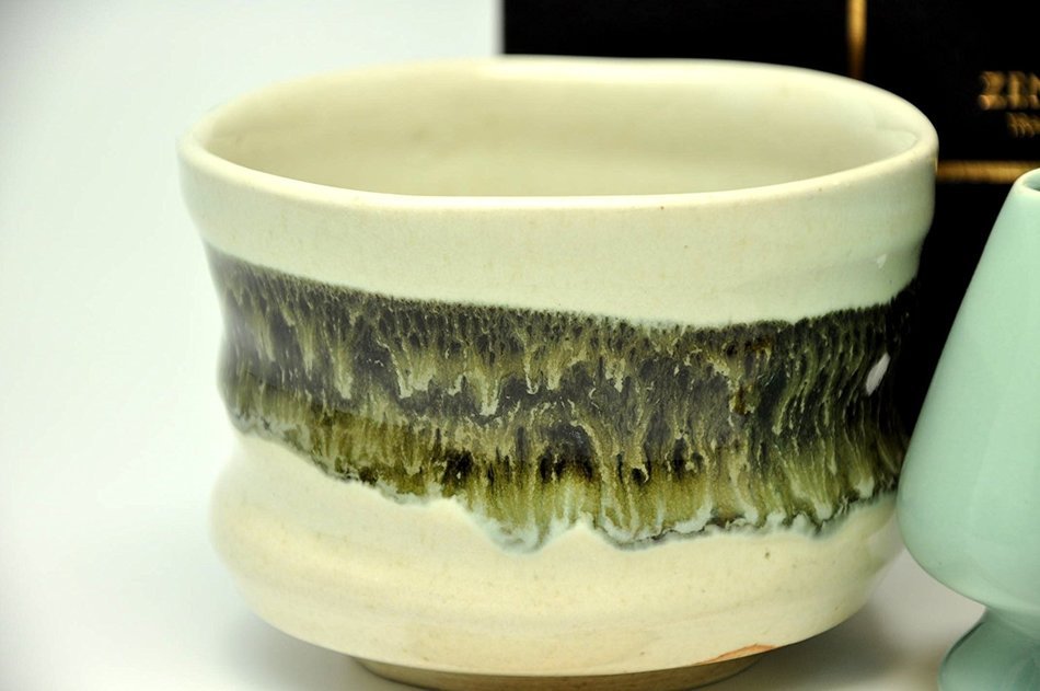Japanese Mino Yaki ware Matcha Bowl And Tea Ceremony Set Green Tea 10.5 / 10.5 / 7.8cm (4.1 / 4.1 / 3inch)[7362] N2