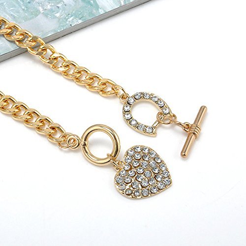 Fashion Women Crystal Heart Charm Pendant Choker Statement Bib Chain Necklace N5