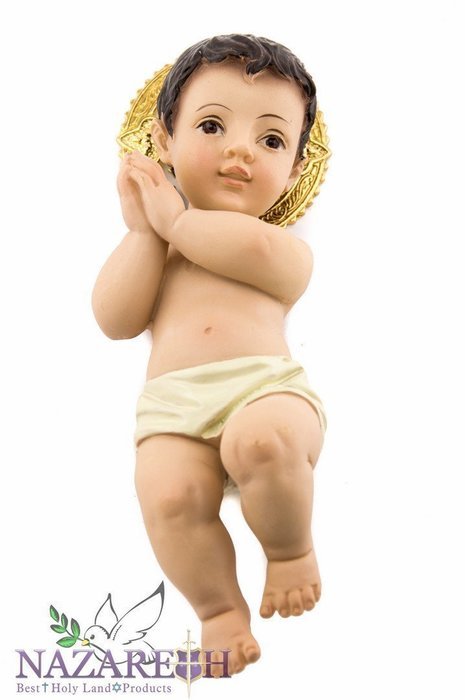 Infant Jesus Nativity 10" High Quality Figurine With Golden Halo Jerusalem Holy Land