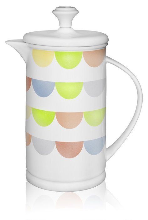 The French Press Coffee Company Porcelain & Stainless Steel Bow-handle French Press - Borders Orange