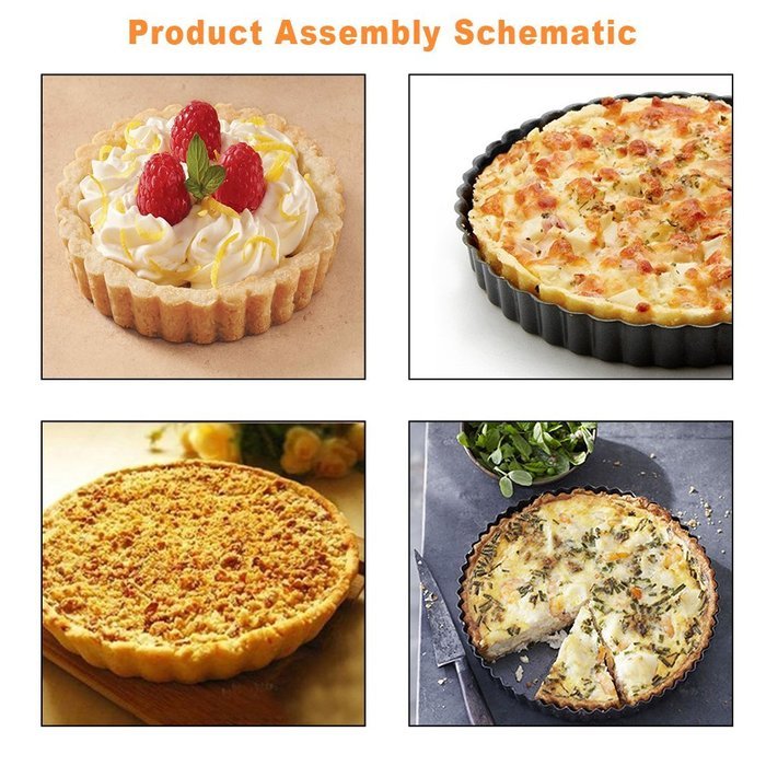 Quiche Pans, Homono Commercial Grade Non Stick Removable Bottom 5 Inch Mini Tart Pans (Pack of 6) N2