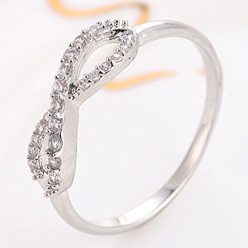 Women Chic 925 Sterling Silver Love Infinity Knot Clear CZ Promise Ring Jewelry (10) N5
