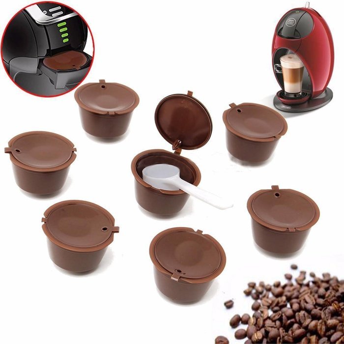 7x Refillable Reusable Coffee Capsules For Dolce Gusto Brewers Refill Cup Filter N2