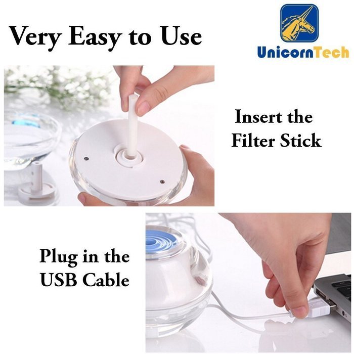 Mini USB Humidifier Crystal LED Nightlight Desktop Air Humidifier Purifier Diffuser Cool Mist Maker for Home Car... N2