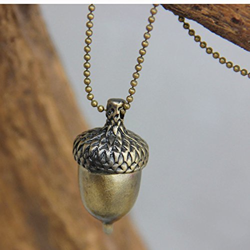 Fashion Women Acorn Necklace Retro Charm Bronze Sweater Chain Necklace Jewelry