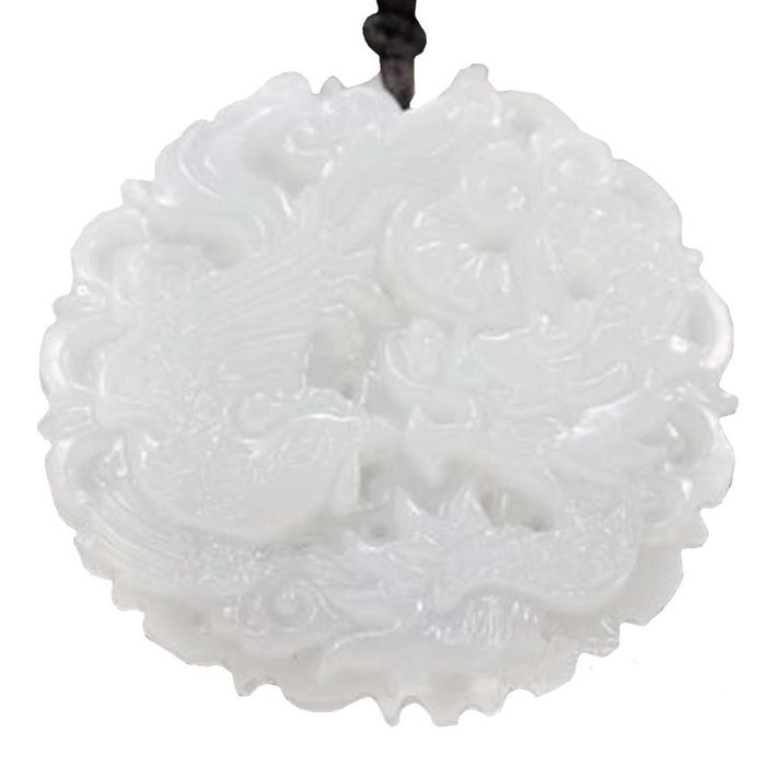 Chinese Culture /White Jade / Lucky God White Rune Carving Pendant (set4) N8