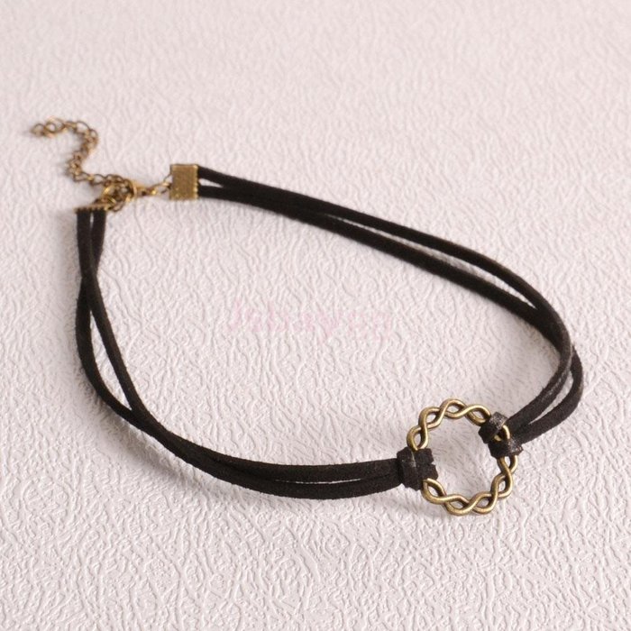 90's Black Velvet Charm Choker Necklace Gothic Punk Handmade Retro Jewelry N2