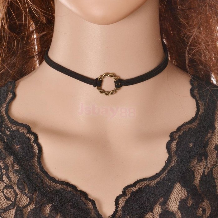 90's Black Velvet Charm Choker Necklace Gothic Punk Handmade Retro Jewelry N3
