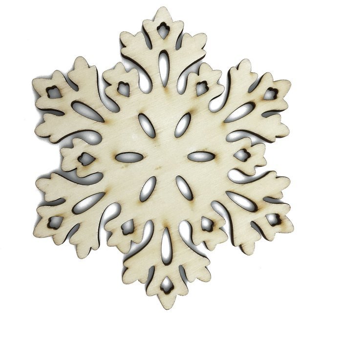 Mziart Set of 6 Snowflake Wood Coasters for Drinks and Coffee, Christmas Cup Mat, Gift Worthy