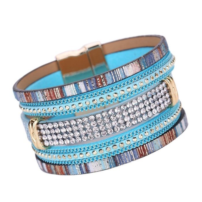 AutumnFall&reg; Women Bohemian Bracelet Woven Braided Handmade Wrap Cuff Magnetic Clasp (Gold) N10