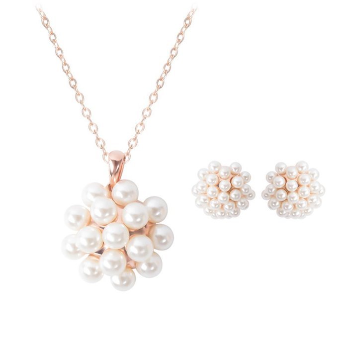 Morenitor(TM) Jewelry Set Gold Plated Pearl Pendant Necklace Dangle Earring Stud Set. N18